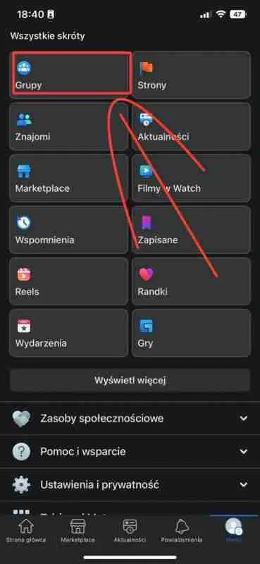 Tworzenie grupy na facebooku - przejdź do karty grupy