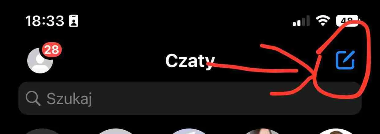 Tworzenie grupy na messengerze - kliknij utwórz grupę